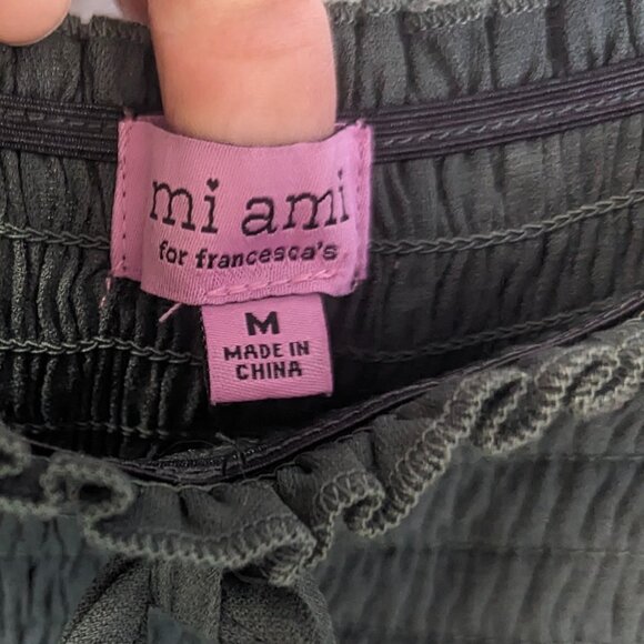 Miami for Francesca Size Medium Off-Shoulder Crop in Olive Green - Picture 2 of 13